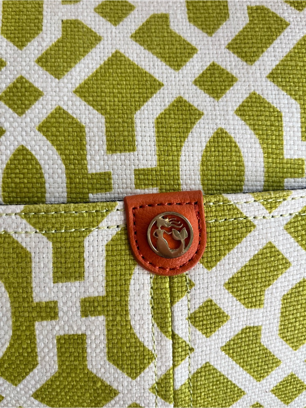 Spartina 449 NWOT Lime Green Geometric Crossbody with Tan Strap - Picture 2 of 16